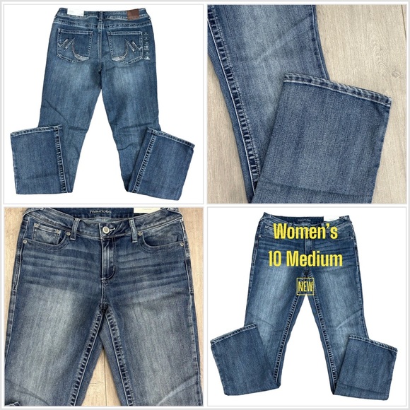 Maurices Denim - Women's Maurices 10 Medium Jeans Denim Navy Blue Bootcut Stretch Mid Rise NWT
